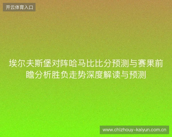 埃尔夫斯堡对阵哈马比比分预测与赛果前瞻分析胜负走势深度解读与预测 埃尔夫斯堡对阵哈马比比分预测与赛果前瞻分析胜负走势深度解读与预测